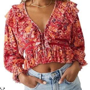 Free people Rudi cotton ruffle top size Large